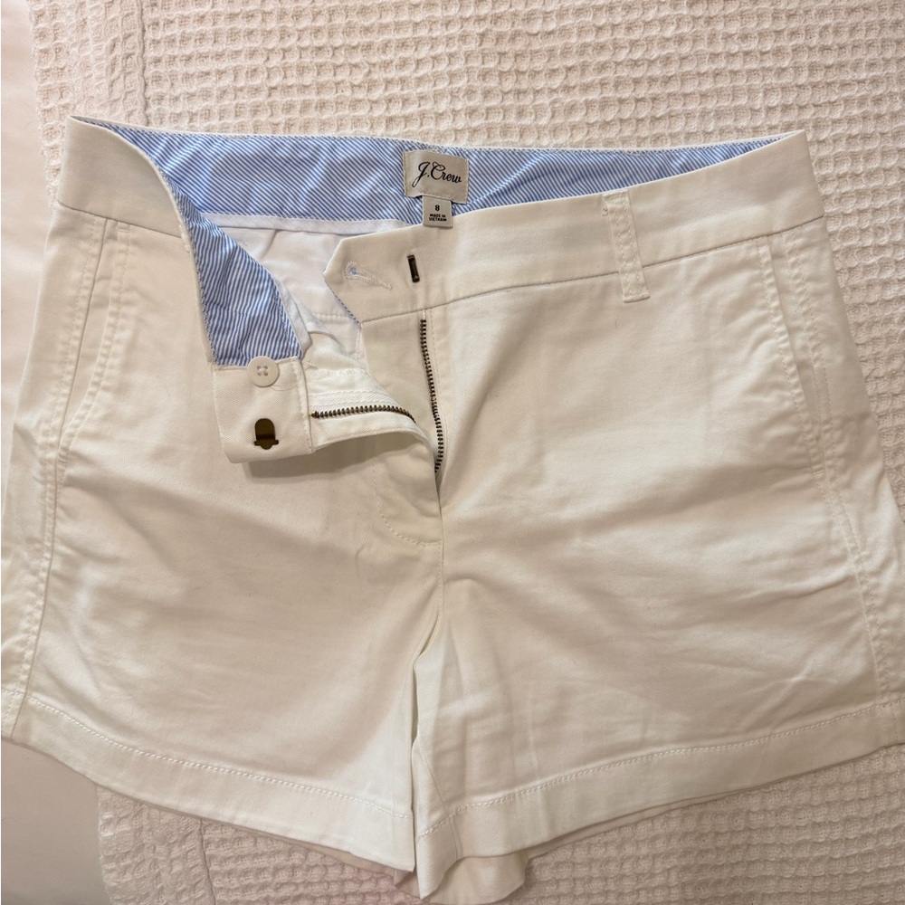 J. Crew White Cotton Blend Women’s Shorts - 4in inseam